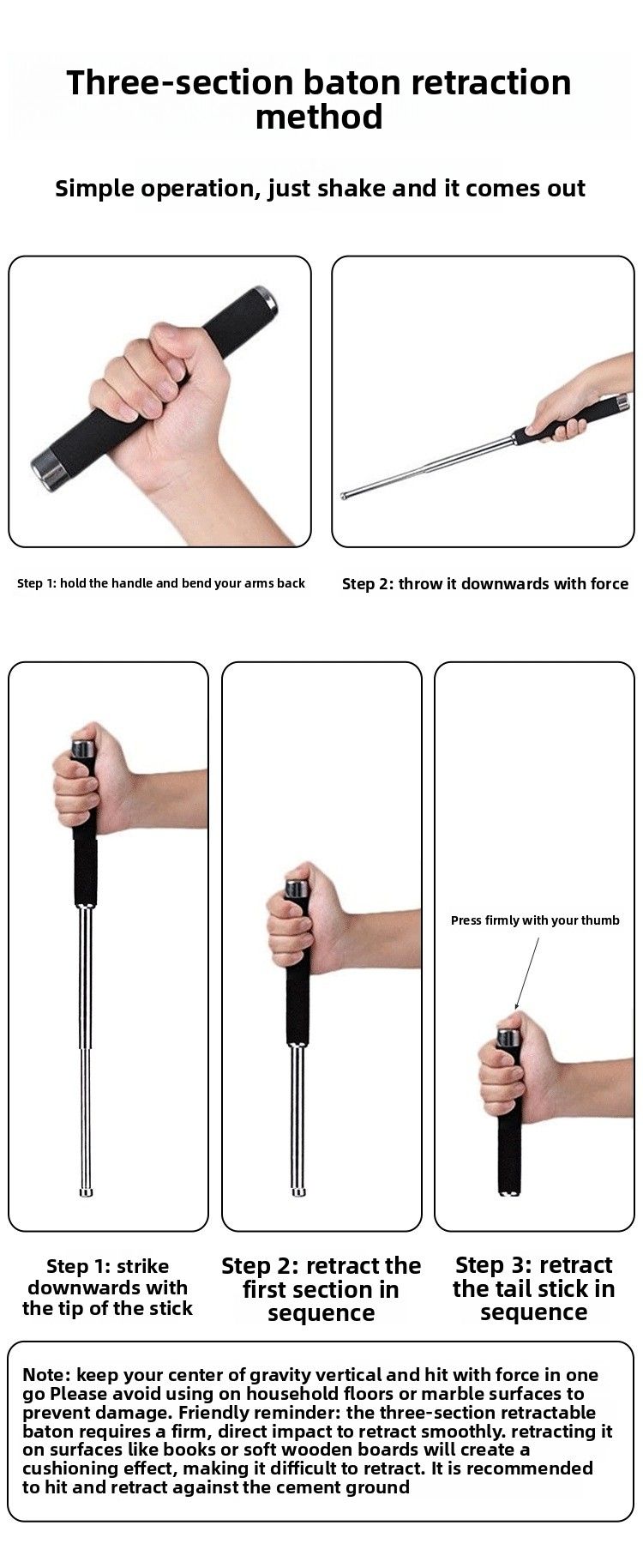 Wybijak szyb samochodowych Hummer z litego stopu wolframu i manganu, trzyczęściowy, teleskopowy, montowany w samochodzie, do pieszych wędrówek_voghion.com