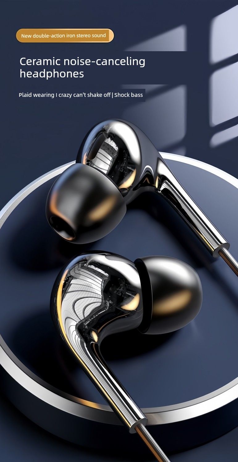 Headset bedraad in-ear hoge geluidskwaliteit voor Huawei Honor Vivo Xiaomi Oppo keramische karaokegame Type C_voghion.com