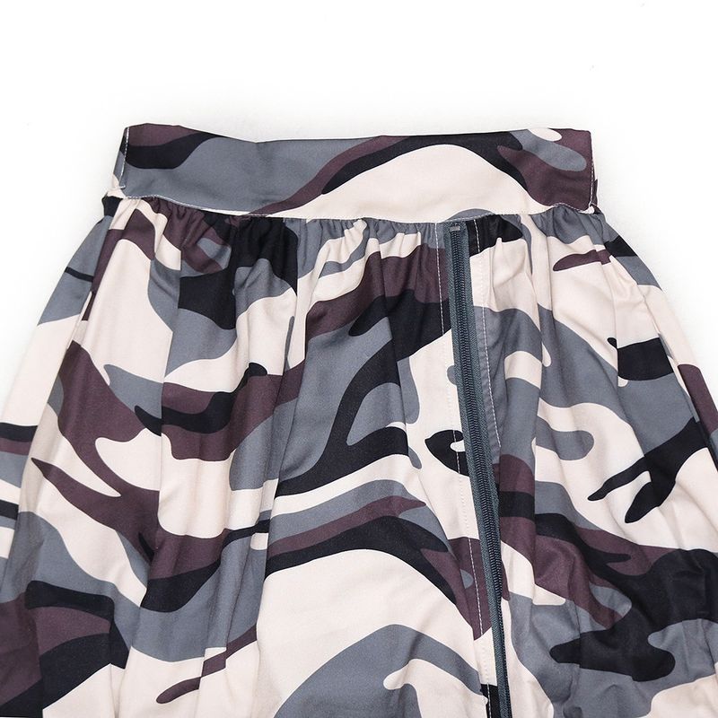 S390441 Spring Summer New Women's Casual Camouflage Print Zipper Split Elastic Waist Skirt_voghion.com