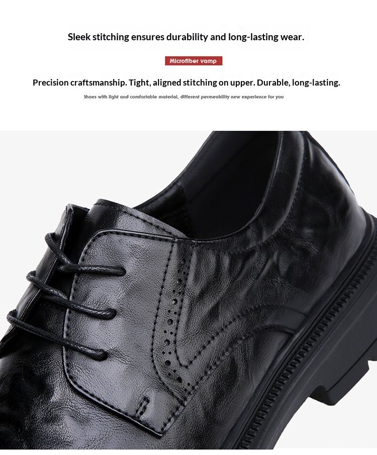 Voyage Business Formal British Round Toe Derby Genuine Leather Casual Lace-up Men's Breathable Groom Wedding Shoes Men_voghion.com