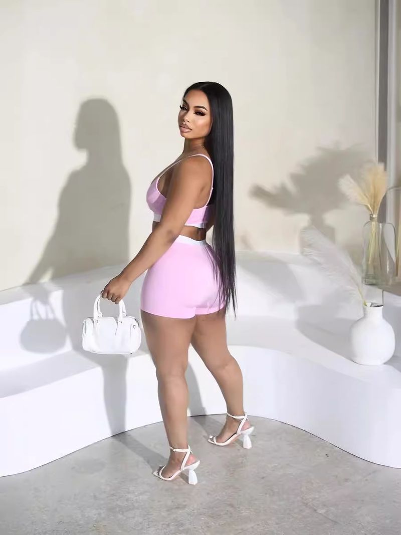 Vêtements pour femmes sexy fil design camisole short costume décontracté costume deux pièces_voghion.com