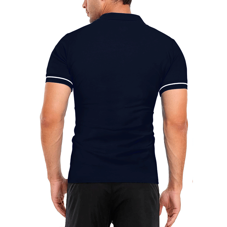 Men's lapel collar solid color slim fit t-shirt top_voghion.com