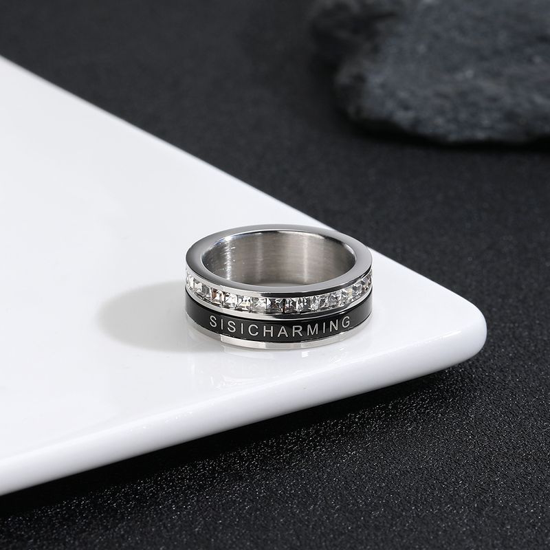 Stärenhimmel Ring verschwënnt net Fraen Ins Koppel Ring voller Diamant Zirkon Titan Stol Ring High End Liicht Luxus Ring_voghion.com