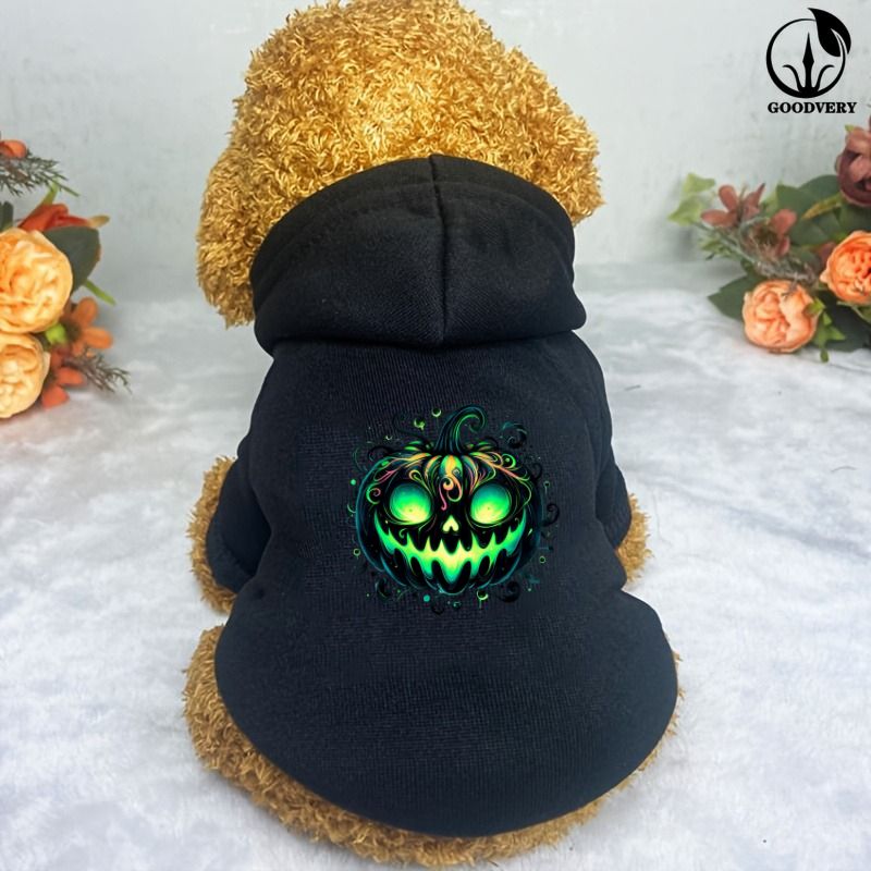 Animal Kangaroo Halloween Pumpkin Designs Solid-Color Pullover Pet Fits Small/Medium Pets, Winter Warm Pullover, Seasonal Pet Clothing_voghion.com