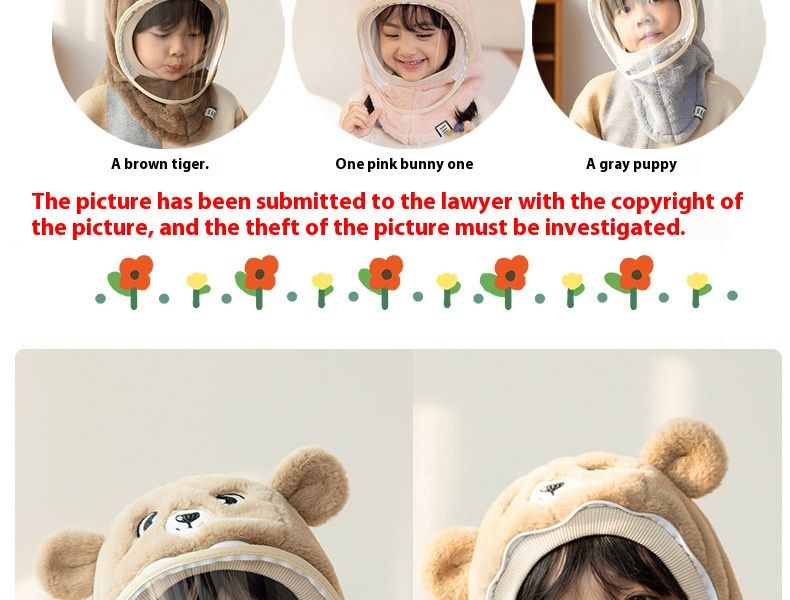Wintermützen für Jungen und Mädchen mit Gesichtsschutz, Winddichte Mützen, Ohrenschützer, Kopfbedeckungen, warme Babyschals, Einteilige Mützen, Weihnachtsgeschenke_voghion.com