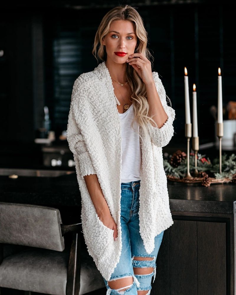 Women's plus size women's knitted double cardigan coat long sweater_voghion.com