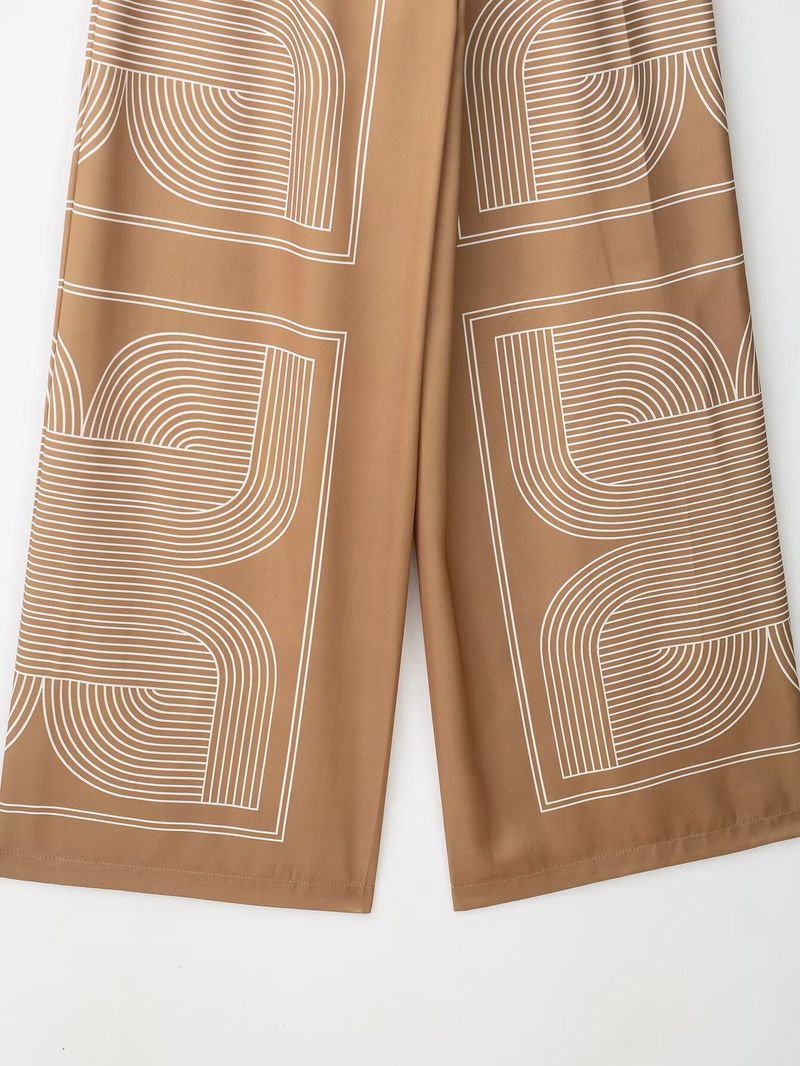 Geometric Print Women's Shirt & Casual Pants Set – Trendy Streetwear Outfit (XS-L) | Lightweight Polyester For Fall_voghion.com