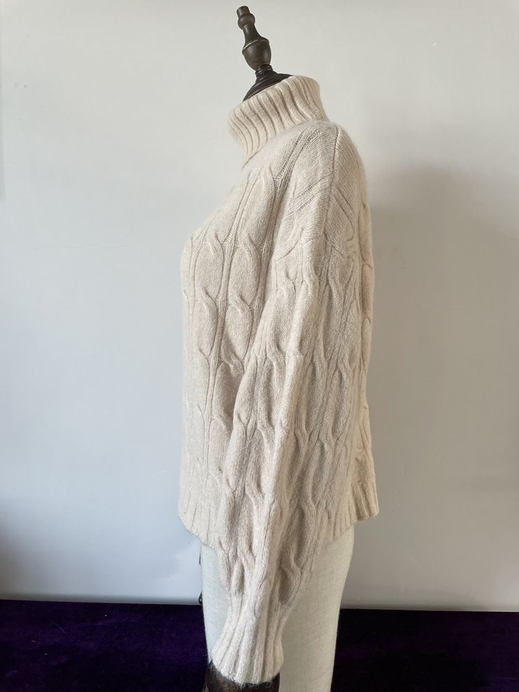 Pull ample décontracté à manches longues et col roulé pour femme_voghion.com