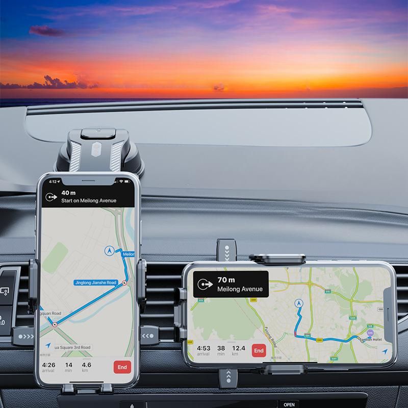 Nuevo soporte para teléfono de coche, soporte para instrumentos de navegación con salida de aire, soporte con ventosa de fijación con bloqueo automático_voghion.com