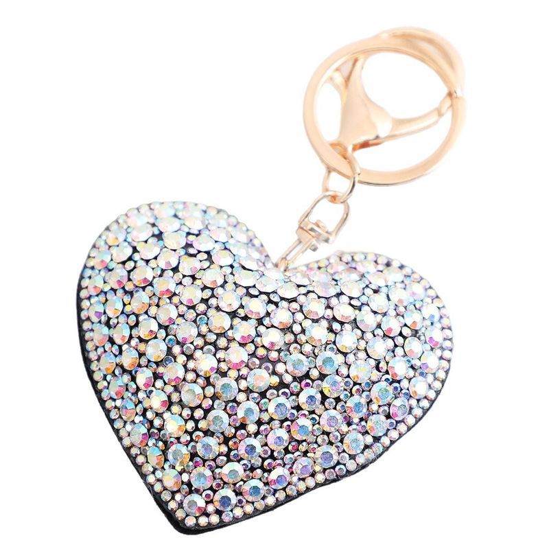 Full Inlaid Diamond Peach Heart Car Keychain Pendant Exquisite Rhinestone Backpack Decoration_voghion.com