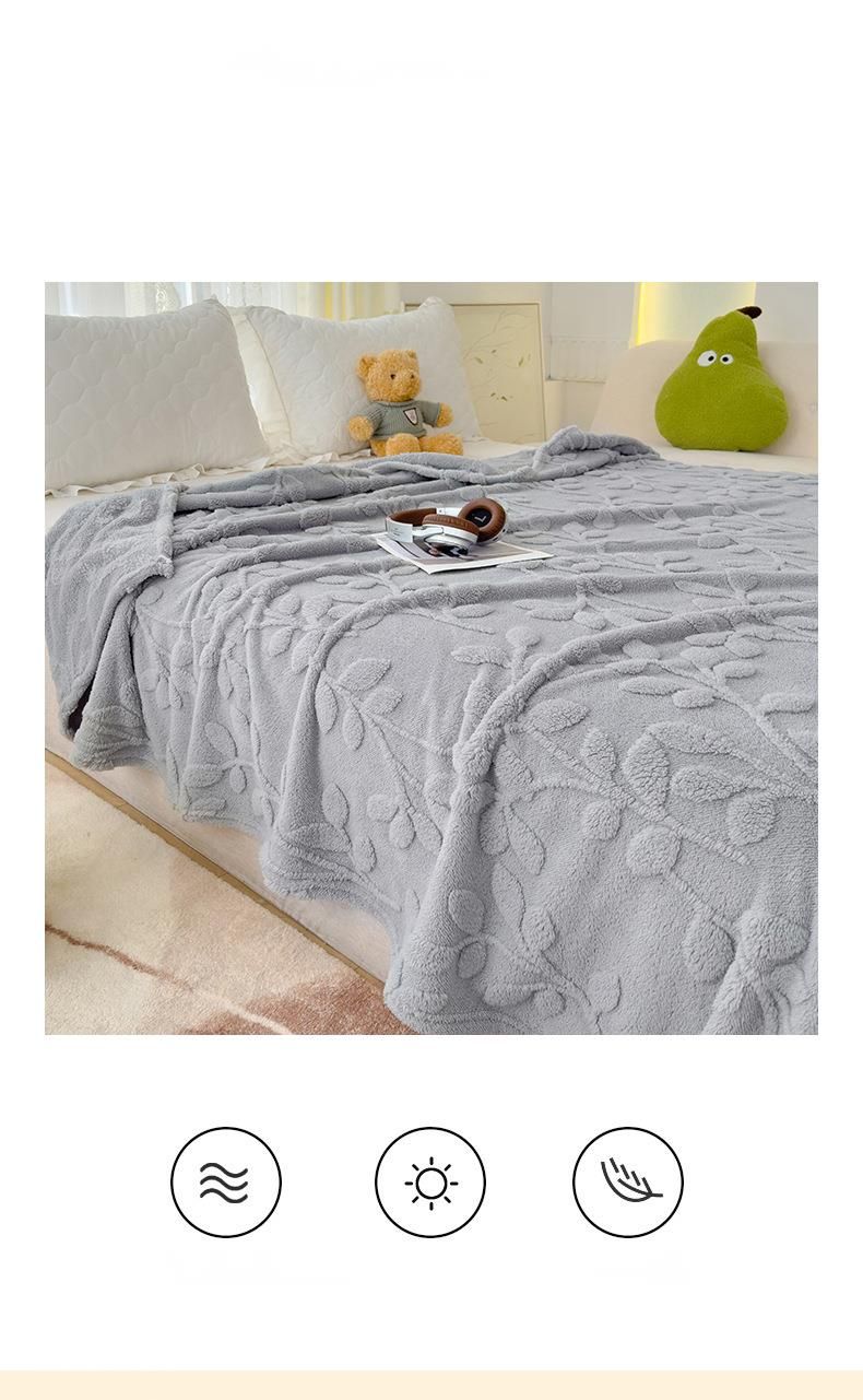 2025 New Fortune Tree Velvet Solid Color Jacquard Multi-Functional Throw Nap Air Conditioning Blanket_voghion.com