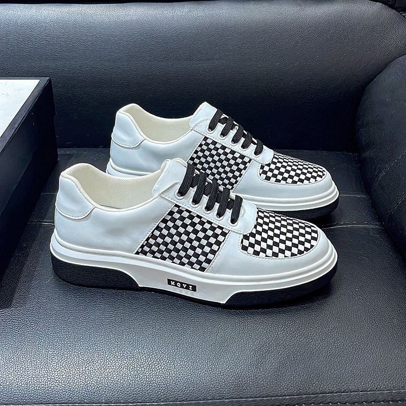 Casual For Men 2025 Light Luxury Trendy Brand Genuine Leather Woven Sports White Shoes Height Increasing Fashion Color_voghion.com