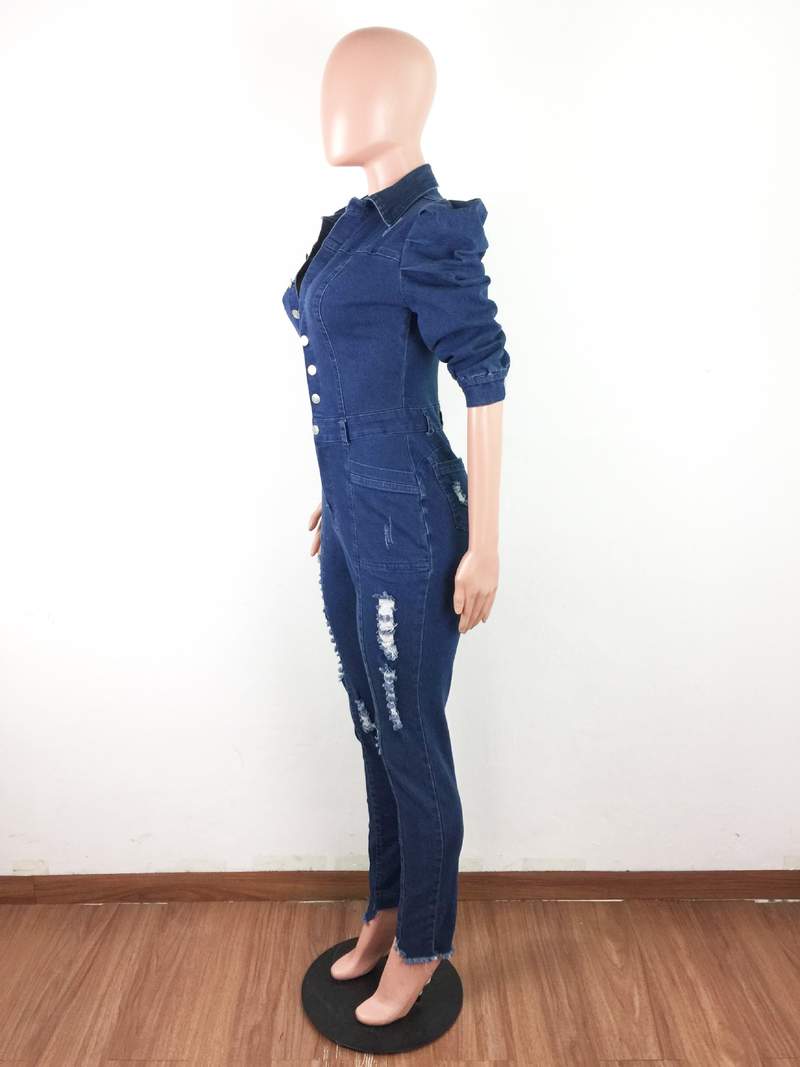 Dammode stack ärm bubbel ärm mode avslappnad sexig jeans rippa underbyxor_voghion.com