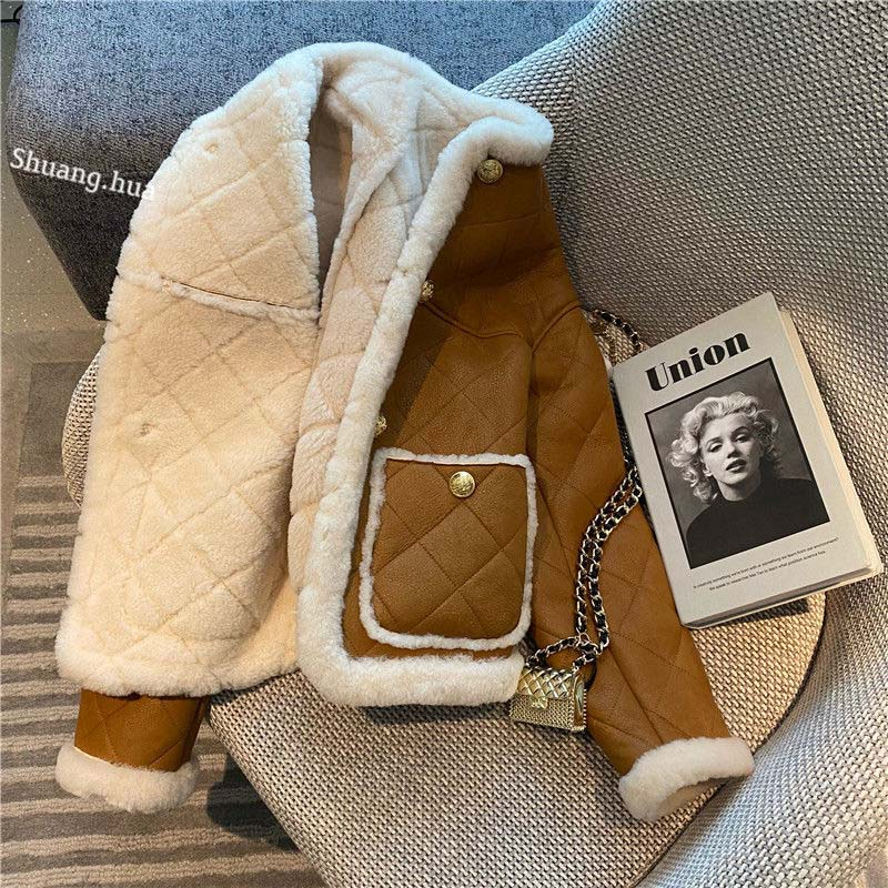 Winter Coats Women Thick Sheepskin Coat Faux Lamb Fur Leathe Motorcycle Jacket Coat Streewear Loose Retro_voghion.com