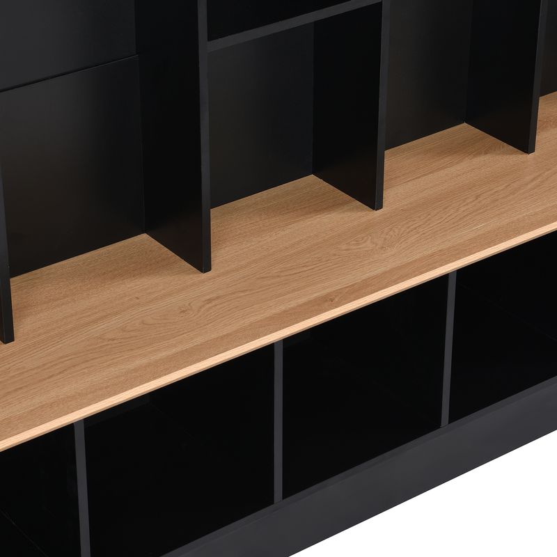 ON-TREND Wide Design Hall Tree With Storage Bench, Minimalist Shoe Cabinet With Cube Storage & Shelves, Multifunctional Coat Rack With 8 Hooks For Entryways, Mudroom, Black (OLD SKU: SD000021AAB)_voghion.com