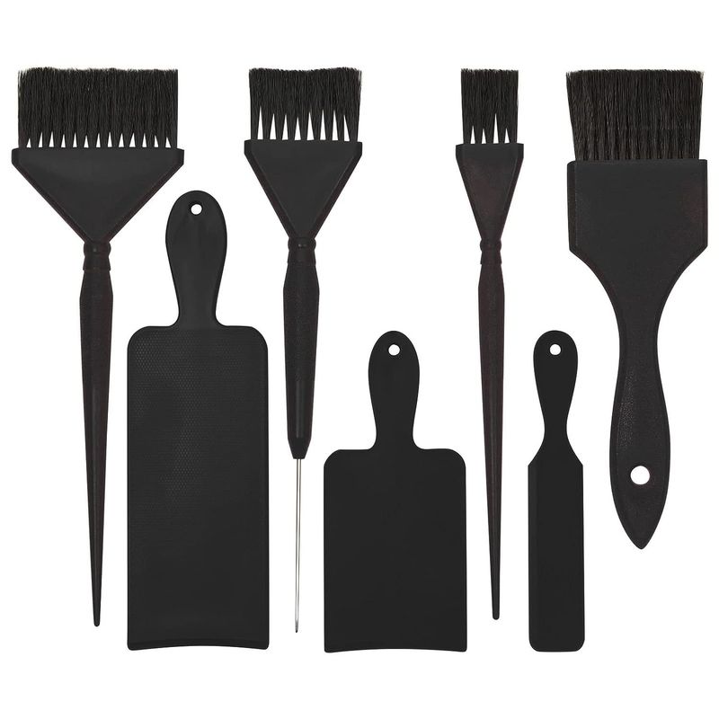 Dauerwellen- und Färbewerkzeuge, 7-teiliges Set, Hervorhebungsbrett, Färbung, Haarsalon, Ölbehandlung, Pflegebürste_voghion.com