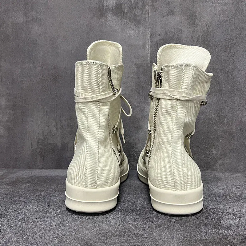 Marke Damen Sneaker Casual High Top Schnürschuh Herrenschuh Pentagramm Schwarz Ricks Designer Owens Canvas Reißverschluss Flache Stiefelette_voghion.com