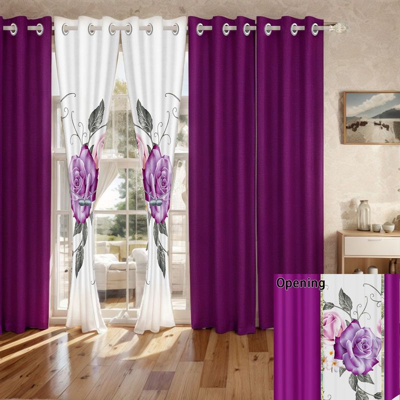 9 Piece Soft All-Season Washed Microfiber Cover Set , Queen/King/Calking Bedding Set With Pillowcases,Bedspread Print Curtains & Solid Curtains,Print, Moisture-Wicking, Soft ,Cooling, Easy Care_voghion.com