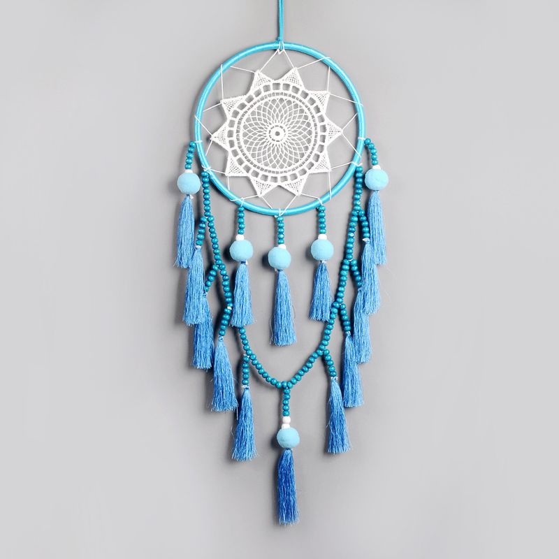 Weißer großer Traumfänger aus Spitze, Heimdekoration, Wandbehang, einfache handgemachte DIY-Haarkugel, Quaste, Anhänger, Hochzeitsdekoration_voghion.com