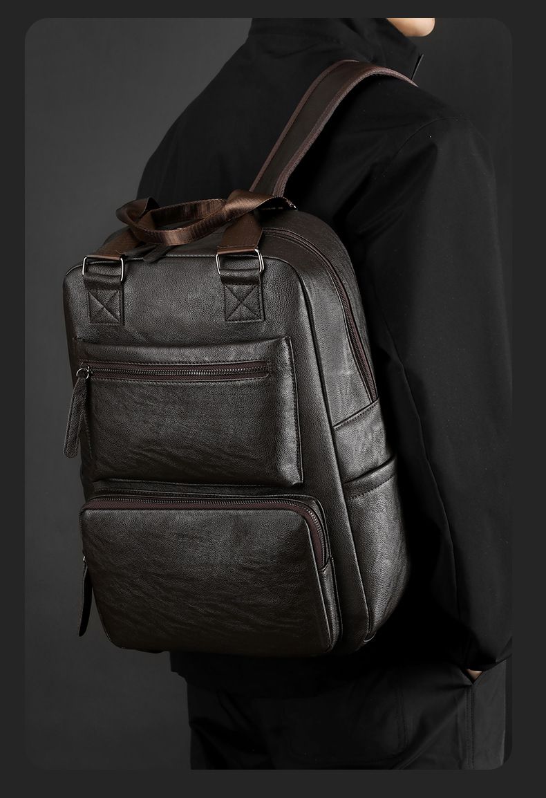 Retro Men's High-end Business Backpack, Large Capacity Trendy Outdoor Travel Bag, Commuting Computer Backpack_voghion.com
