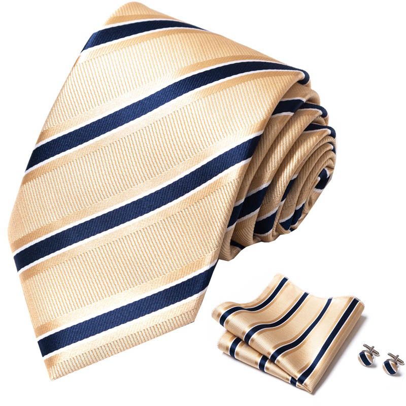 Corbata de seda de poliéster de alta calidad unisex para hombre, corbata formal de color sólido, bolsillo, toalla, gemelos, juego de jacquard_voghion.com