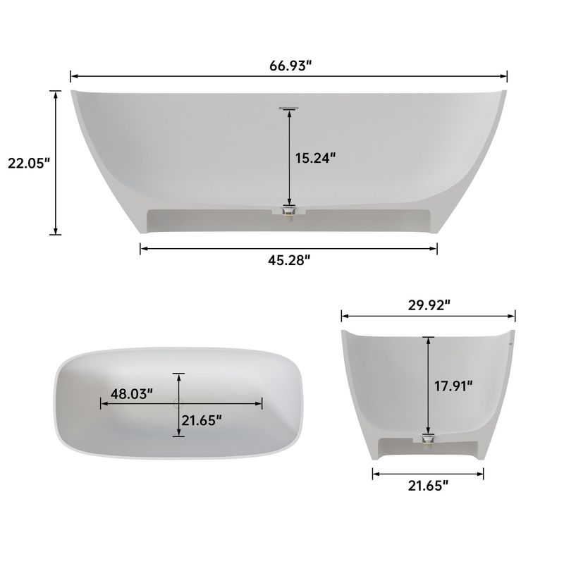 67" Solid Surface Soaking Bathtub_voghion.com