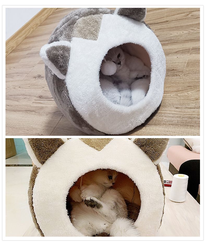Pet Four Seasons Universal Cartoon House Removable and Washable Dog Winter Warm Cat Nest_voghion.com