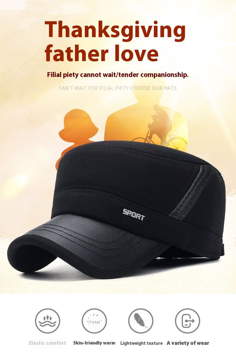 Thickened Winter Proof Ear Protection Cotton Hat For Middle-aged And Elderly Men Riding Bicycles To Keep Warm Flat Top Hat For Winter_voghion.com