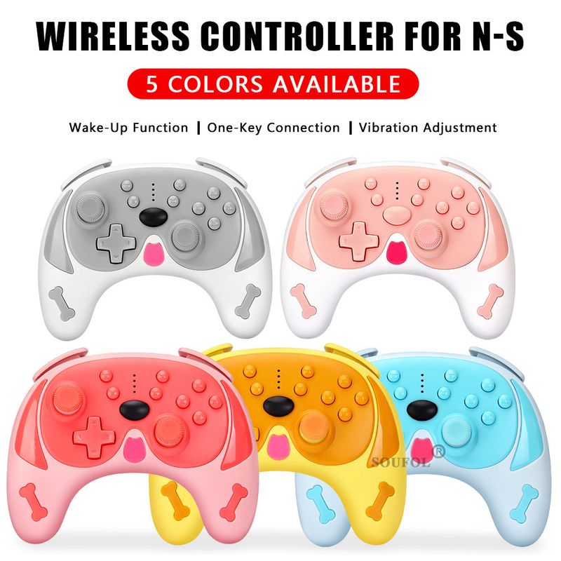 Cute Dog Shaped Wireless Controller Support Wakeup Turbo for Ninendo Switch Pro with 6-Axis Gyro Dual Motor Video Game Consoles_voghion.com