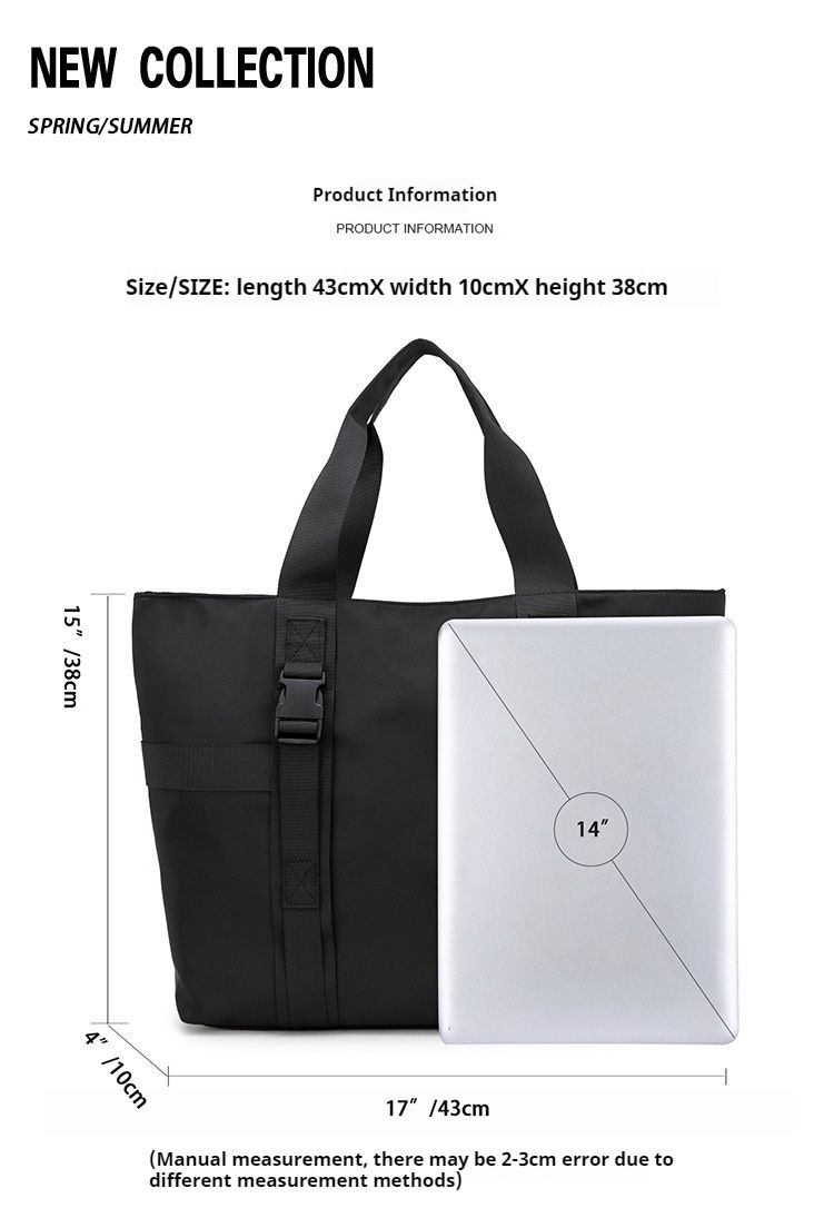 Men's Handbag, Large Capacity Single Shoulder Trendy Tote Solid Color Waterproof Travel Bag, Student Makeup Bag_voghion.com
