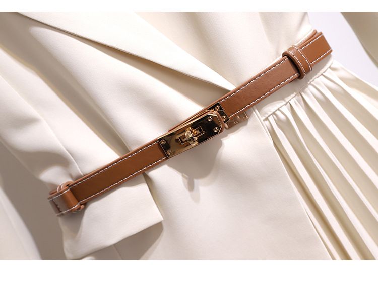 GraceChic 2022 Plus Size Damenmode Französischer Stil Altersreduzierendes, lässiges, figurformendes kurzes Trägerkleid mit Gürtel_voghion.com