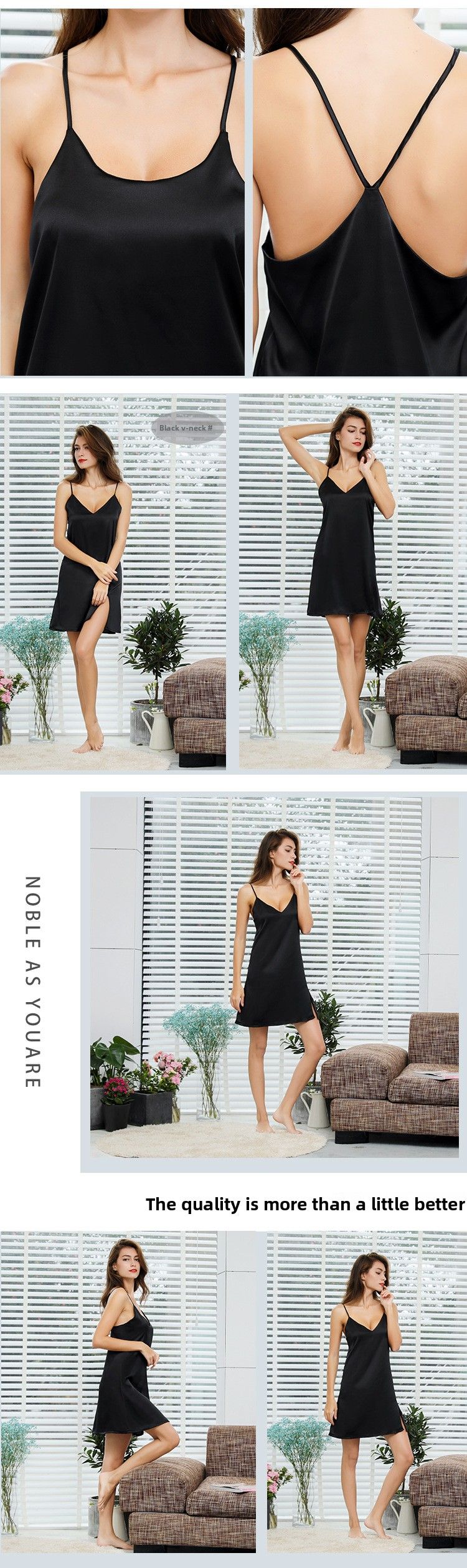 Summer Sexy Silk Camisole Solid Color Pajamas Thin Long Slim Fit Plus Size Loungewear Cool_voghion.com