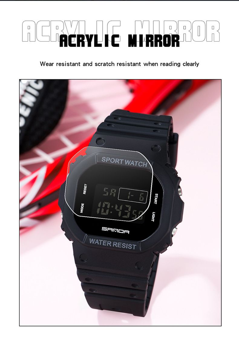 Elegante orologio sportivo digitale quadrato con impermeabile, luce notturna e multifunzione per stili di vita attivi, orologio luminoso alla moda per studenti_voghion.com