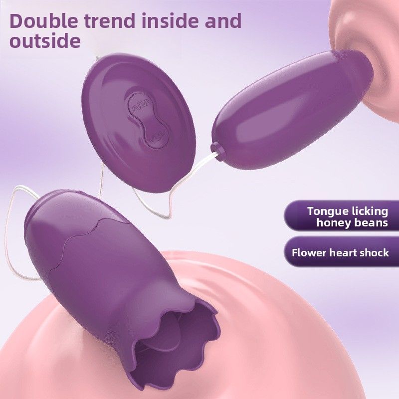Wibrator Tongue Flower Sex dla kobiet, cichy masażer dla dorosłych, super silne wibracje, wsuwana przenośna zabawka_voghion.com