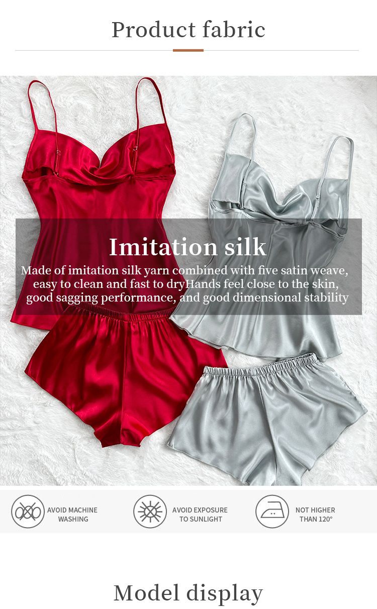 Damen Nachtwäsche Zweiteilige Kleidung Dünne Home Hosenträger Shorts Anzug_voghion.com