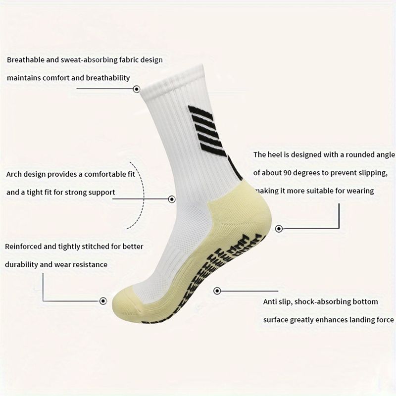 Erkek ve kadın orta tüp noktalı spor çorapları futbol çorapları kalın havlu tabanlı kaymaz çoraplar koşu çorapları basketbol çorapları yoga çorapları_voghion.com