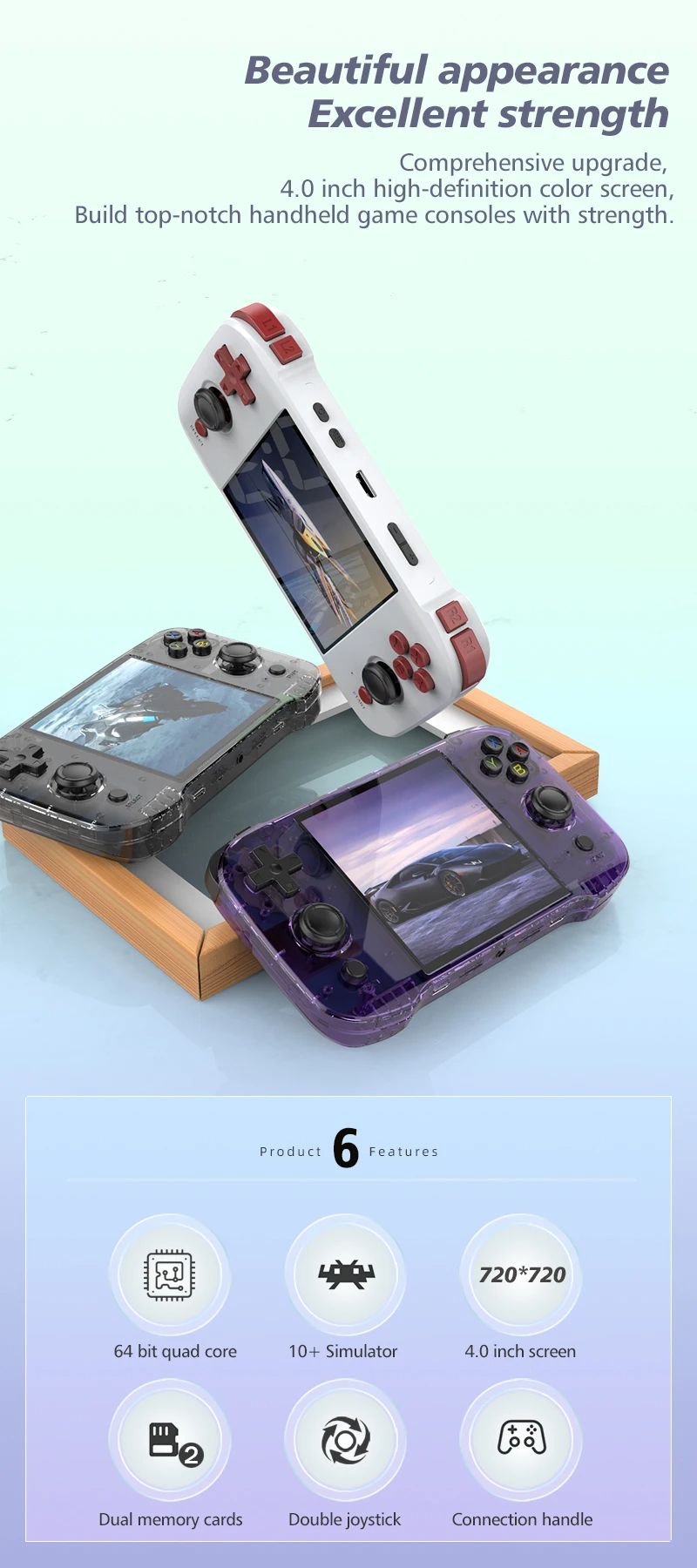 Console di gioco portatile retrò open source R46S, schermo IPS da 4 pollici, 720*720, Wi-Fi integrato, lettore video tascabile RK3566_voghion.com