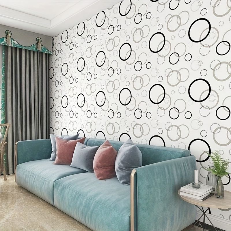 New Black And White Circle Bedroom Living Room Removable Decorative Waterproof Self-adhesive Wallpaper_voghion.com
