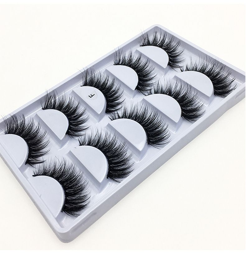 Lash extension set 5 Pairs of natural fiber false eyelashes Multi-layer three-dimensional eyelashes thick curl false eyelashes_voghion.com