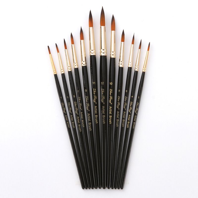 Cross-border 12 nylon wool brush two-color nylon wool brush round front watercolor brush art painting brush_voghion.com