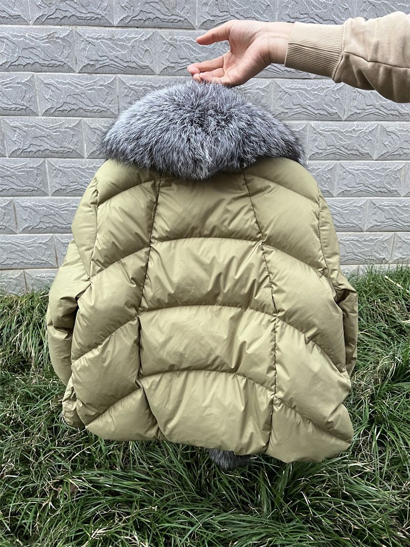 Dameskleding Herfst en Winter Nieuwe Witte Eendendonsjas Korte Stijl Temperament Vossenbontkraag Bontjas_voghion.com
