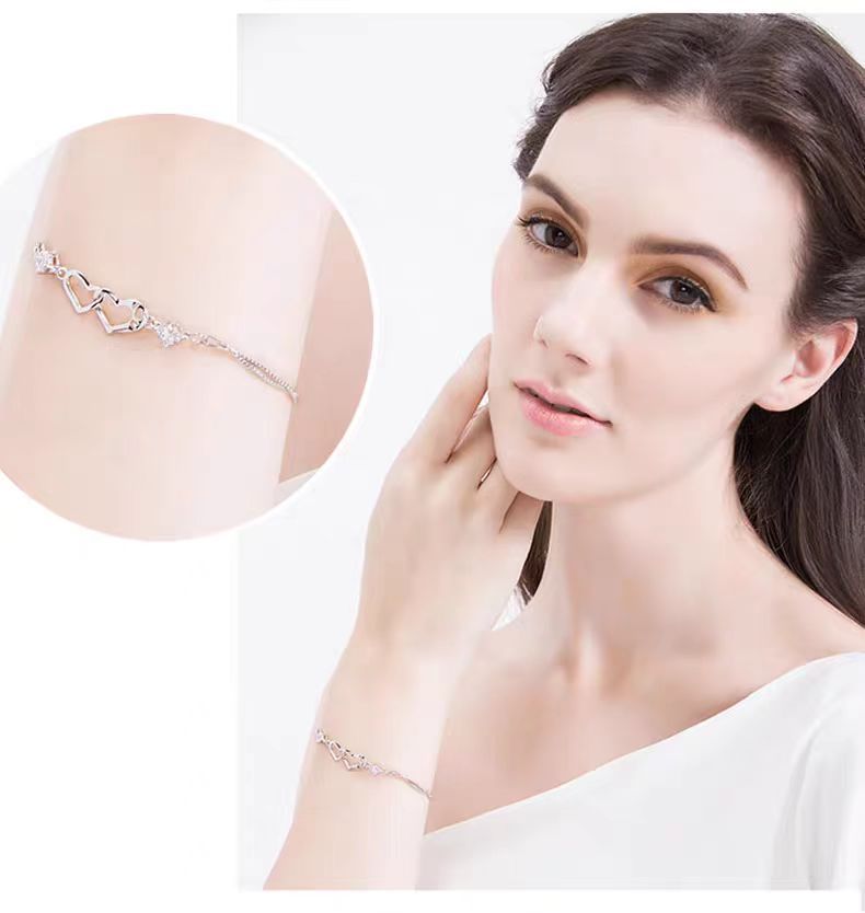 S990 Zilveren To Heart Armband Vrouwelijke Mo Sangshi Gravure Liefhebber Cadeau_voghion.com
