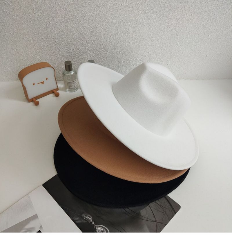 Street Photo Woll-Jazzhut in britischer Art für Damen und Herren, Filzhut mit großer Krempe, vielseitiger Sonnenschutz_voghion.com