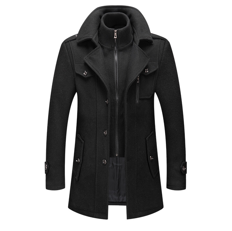 Cappotto da uomo in lana con tessuto resistente al freddo, moda business autunno e inverno, doppio colletto_voghion.com