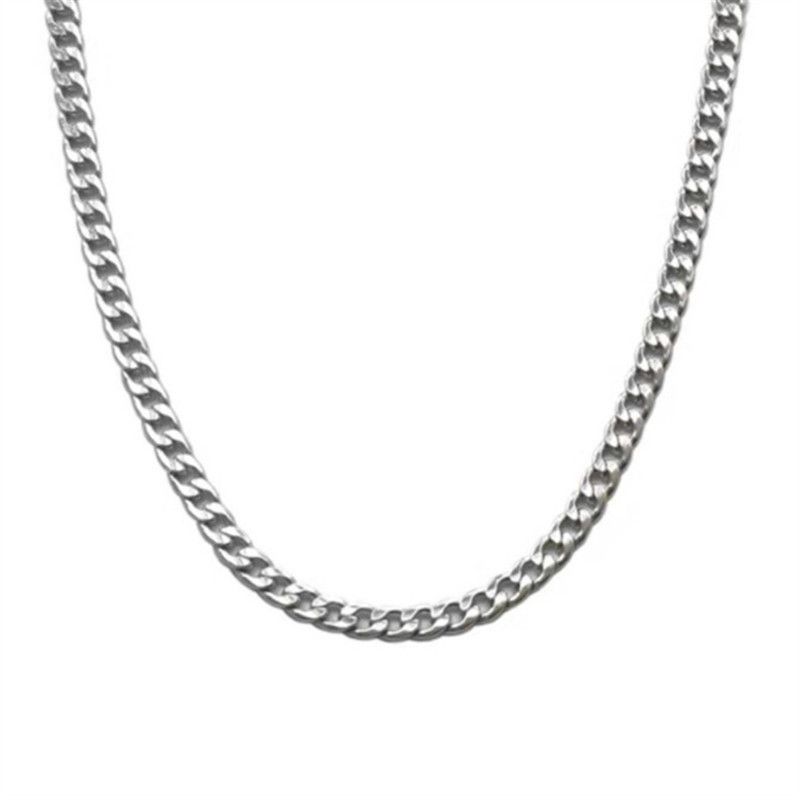 Silver S925 Sterling Silver Men's Side Chain Clavicle Chain Necklace Retro Flat Chain Chain No Pendant Chain Silver Chain_voghion.com