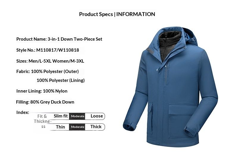 001 Neue 3-in-1-Daunenjacke für Herren, wasserdicht, dick gefüttert, ideal zum Skifahren, Reisen, als Windjacke, lässig, modisch und für Outdoor-Aktivitäten_voghion.com