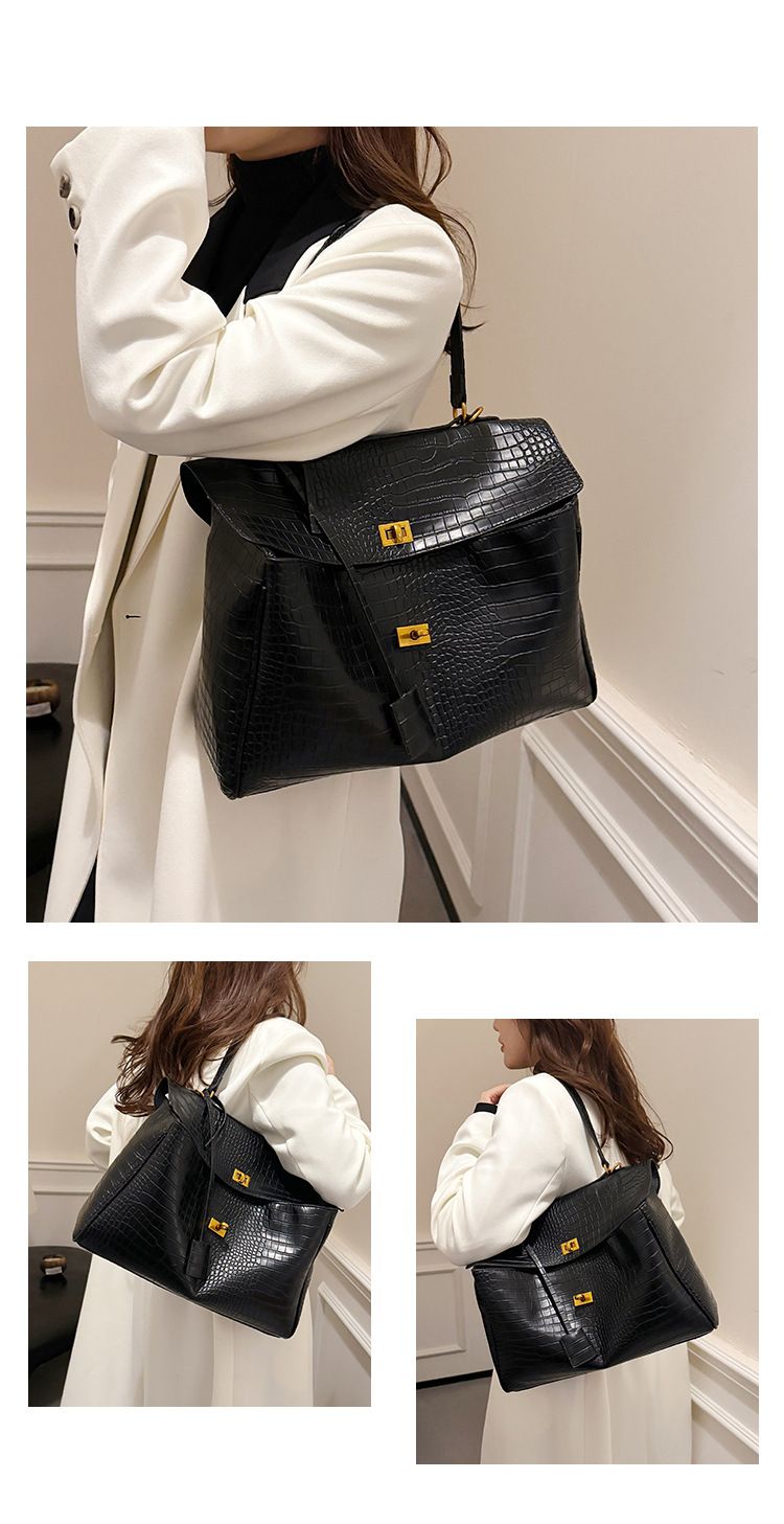 Premium Commuter Large Capacity Crocodile Pattern For Women 2024 New Versatile Single Shoulder Crossbody Handheld Tote_voghion.com