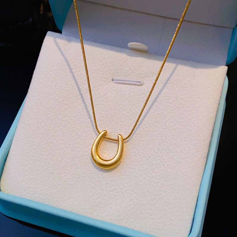 Stainless Steel Hollow Horseshoe Snake Bone Necklace For Women, Niche Style, Elegant And Luxurious Collarbone Chain,_voghion.com