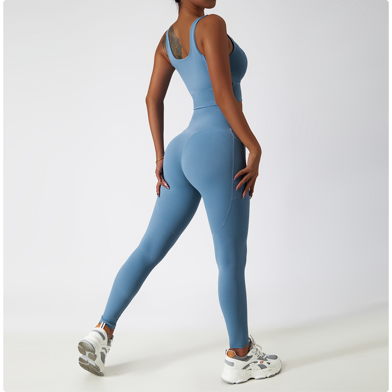 Vêtements pour femmes Pantalon de yoga respirant taille haute pour levage des hanches Portez un pantalon de sport serré avec poche, un pantalon de fitness à séchage rapide_voghion.com