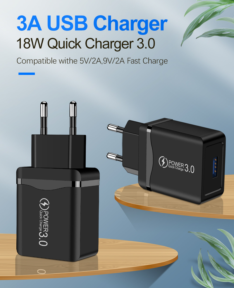 Şarj cihazı USB QC3.0 4.0 hızlı şarj cihazı iPhone, Samsung, Xiaomi, Huawei duvar adaptörü, cep telefonu şarj cihazı için uygundur_voghion.com